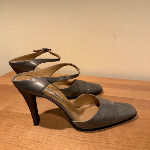 Celine Paris Taupe Patent Slip-on Heels - Picture 1 of 6